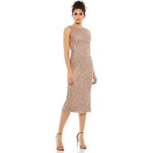 Mac Duggal 5526 Sequin Sheath Dress Rose Gold‎ Sleeveless Cocktail Party Formal